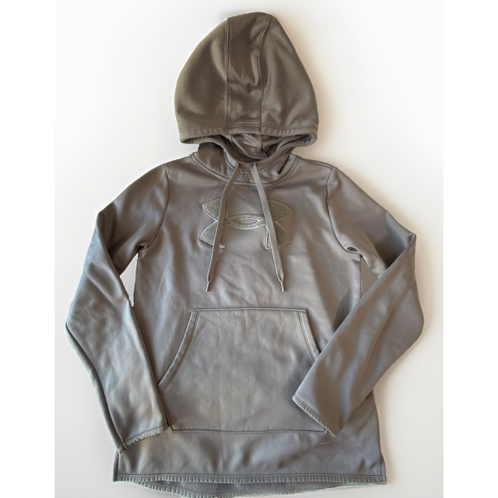 Under Armour Big Logo Fleece Pullover Hoodie Taupe Mauve Gray Small SM